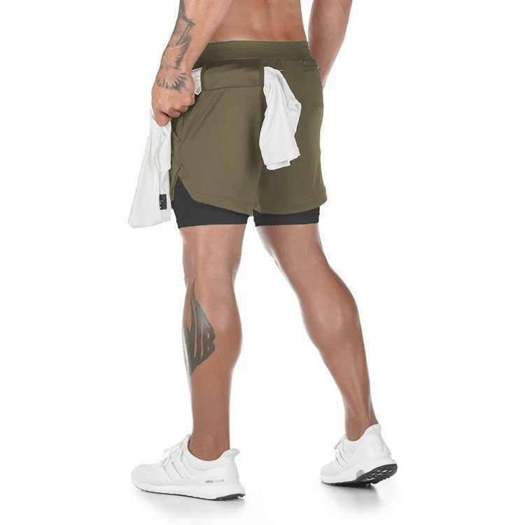Short Masculino Compressão Esportivo 2 em 1 com Bolsos