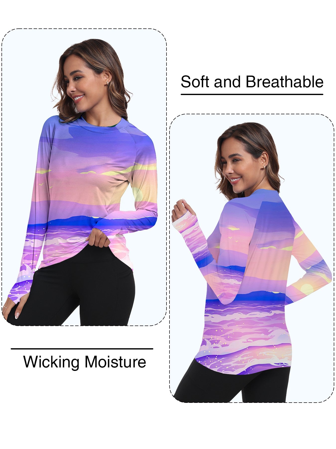 Camisa feminina proteção Solar UPF 50+ manga Longa
