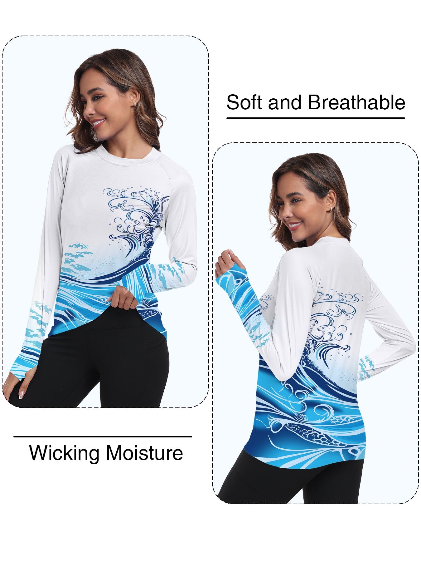 Camisa feminina proteção Solar UPF 50+ manga Longa