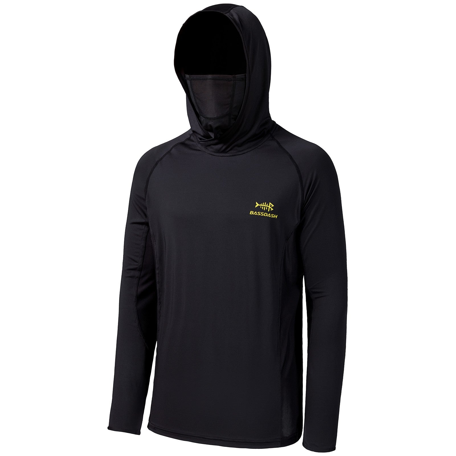 Camisa masculina com manga UPF 50+ com capuz, polaina e máscara