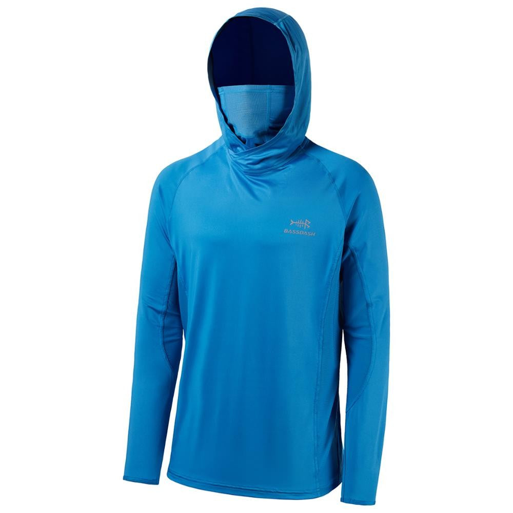 Camisa masculina com manga UPF 50+ com capuz, polaina e máscara