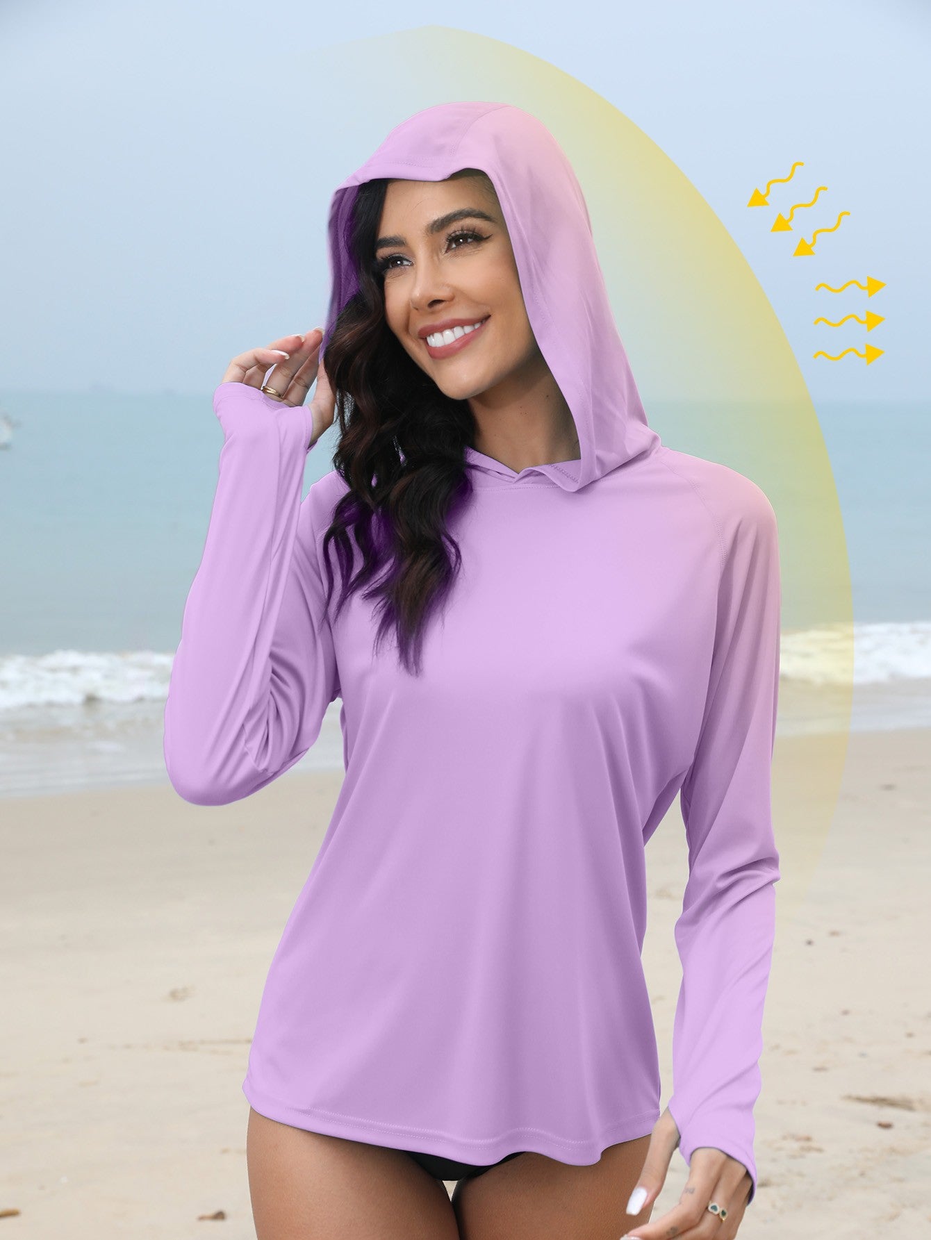 Mulheres sun-protection hoodie manga comprida T-shirt