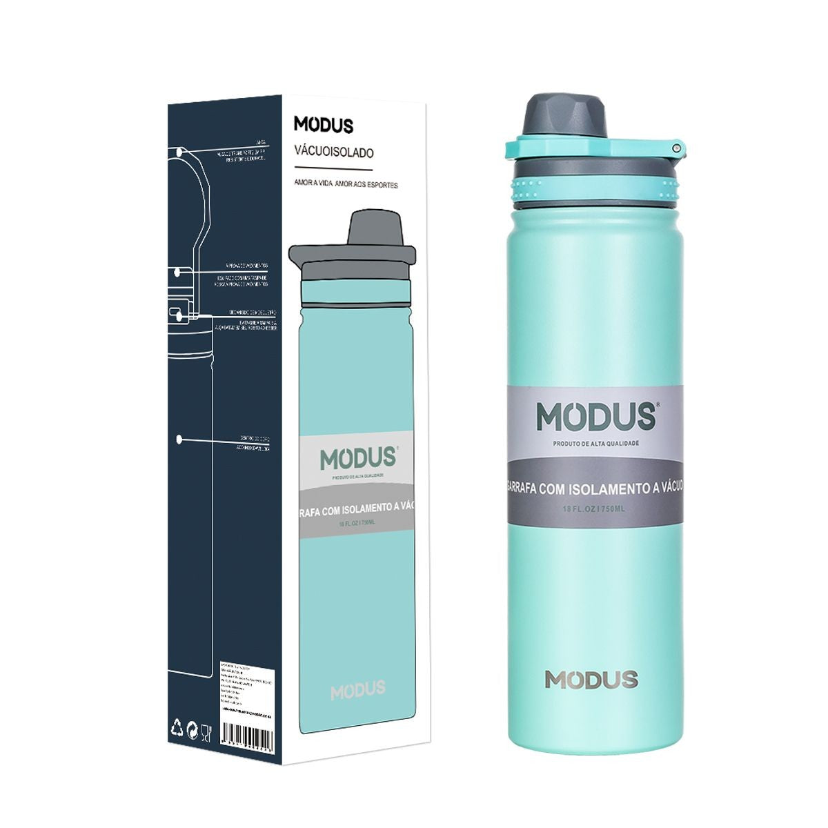 Garrafa Térmica 750ml com Canudo Inox