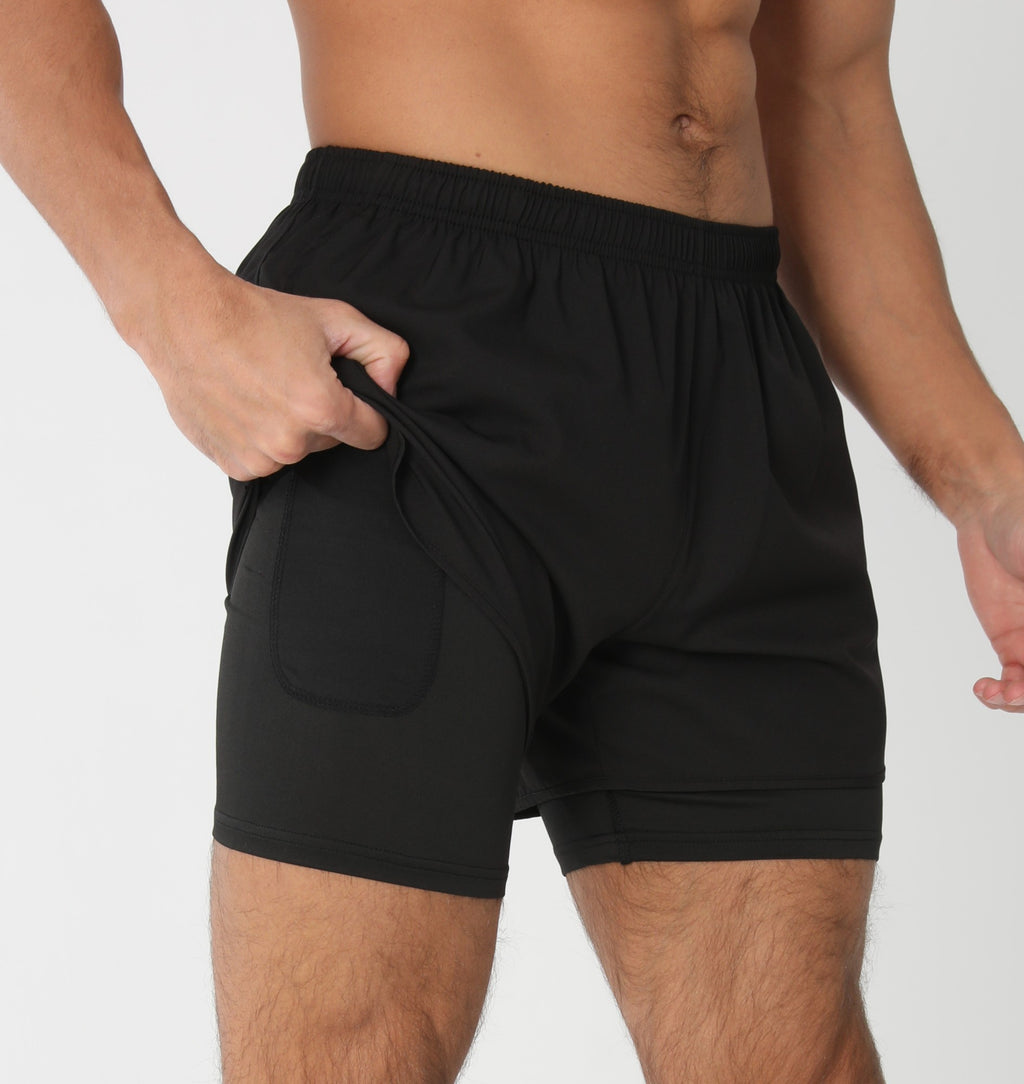 Short esporte masculino com bolsos forrado