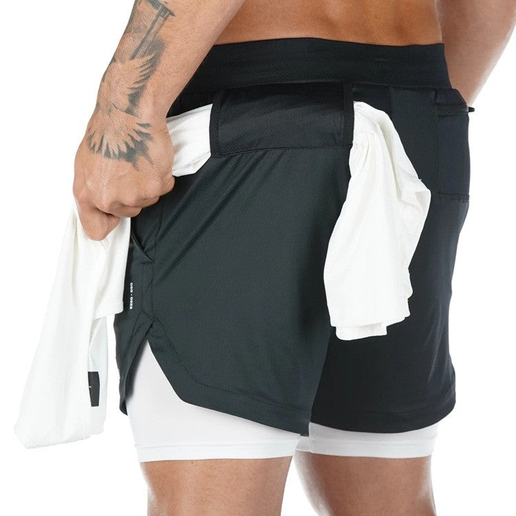 Short Masculino Compressão Esportivo 2 em 1 com Bolsos