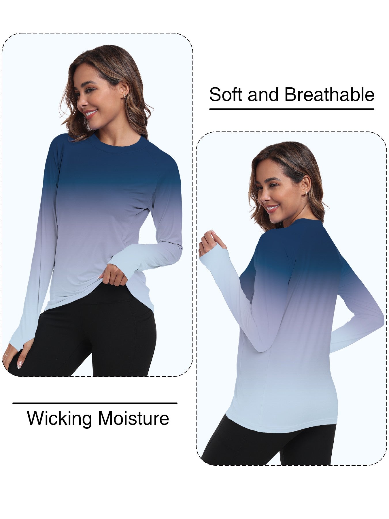Camisa feminina proteção Solar UPF 50+ manga Longa