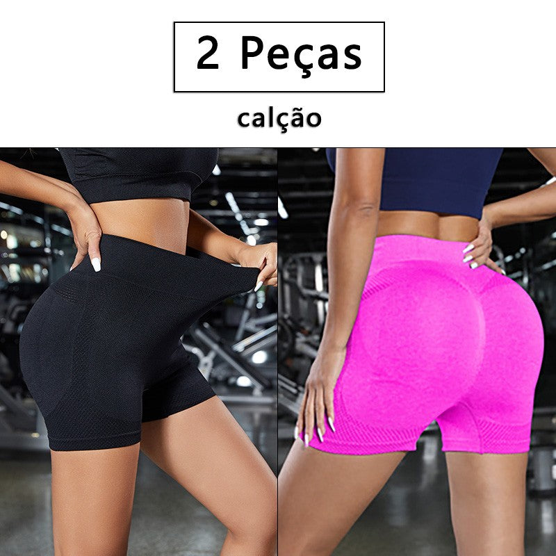 Kit 2 shorts femininos gymwear