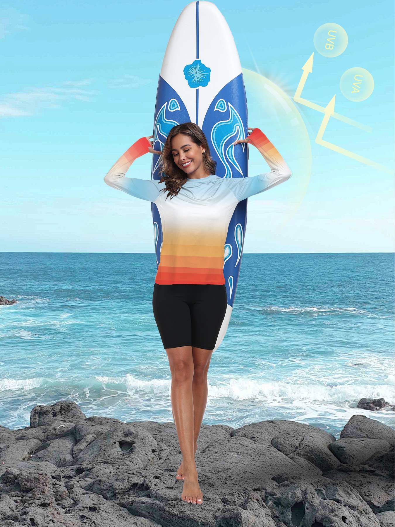 Camisa feminina proteção Solar UPF 50+ manga Longa