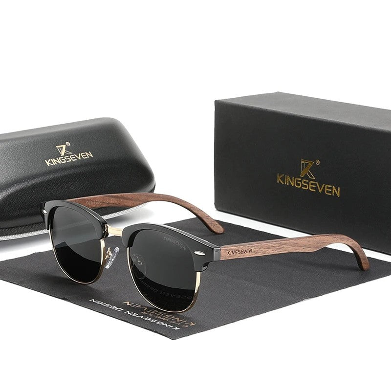Óculos de Sol Feminino Madeira Nogueira Polarizado UV400 Retrô