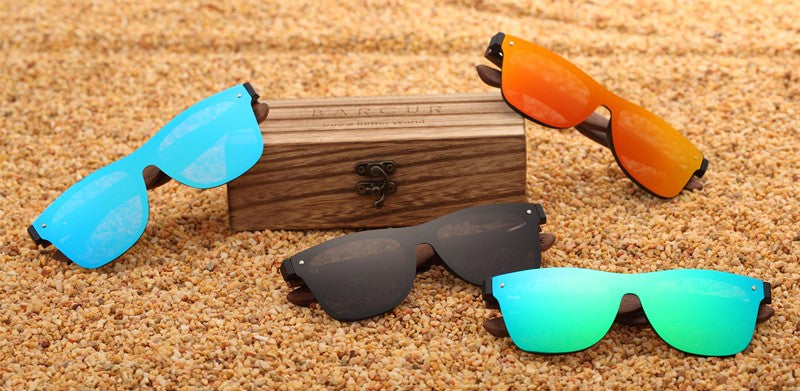 Óculos de Sol Polarizado UV400 Unissex Madeira Nogueira