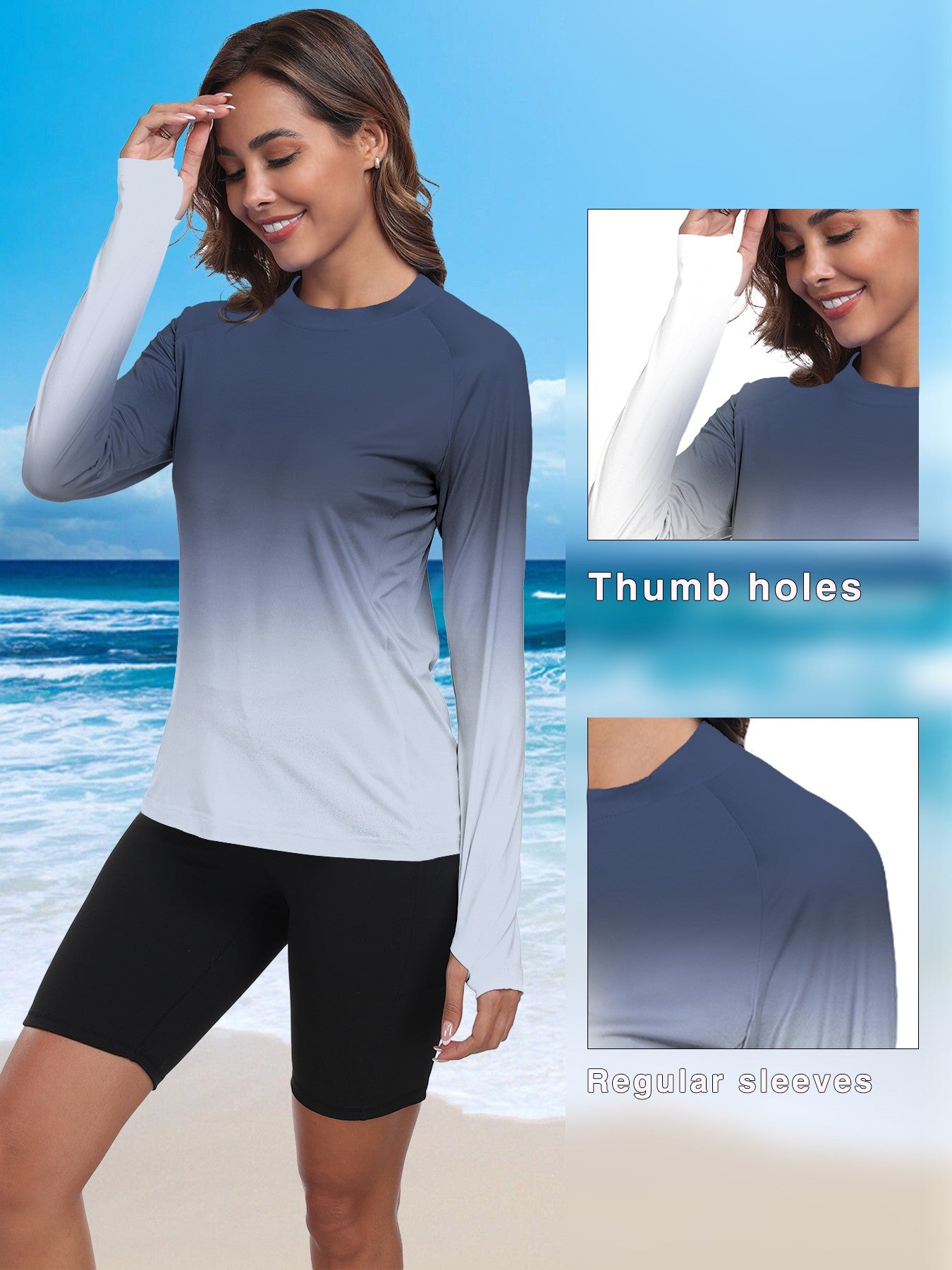 Camisa feminina proteção Solar UPF 50+ manga Longa