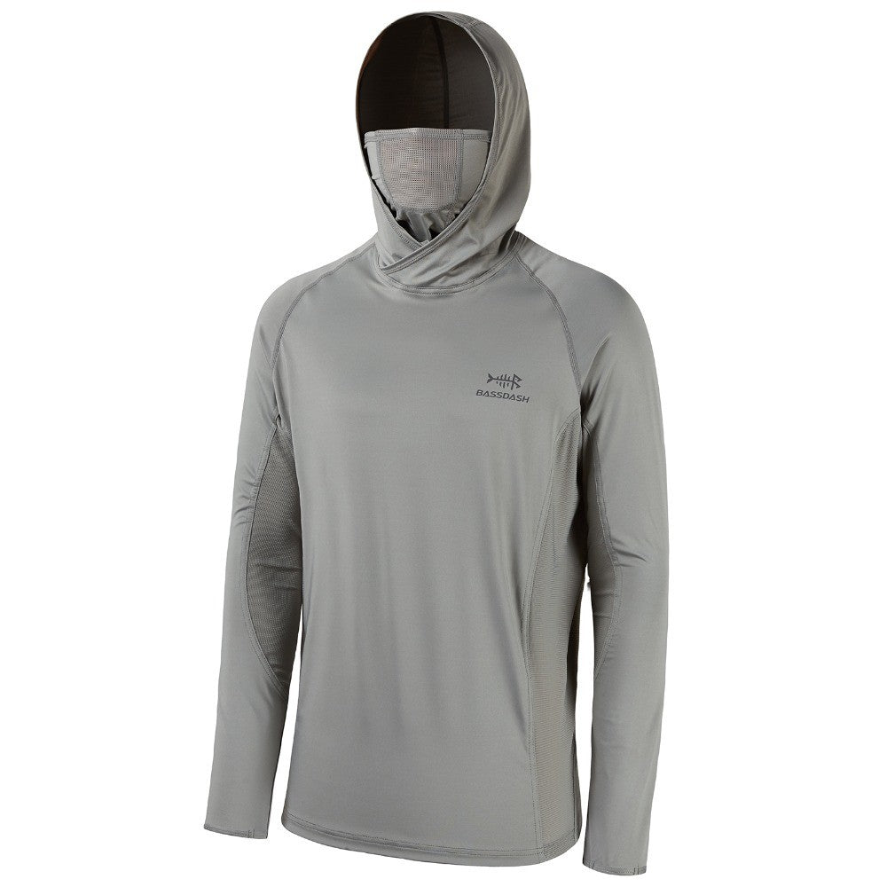 Camisa masculina com manga UPF 50+ com capuz, polaina e máscara