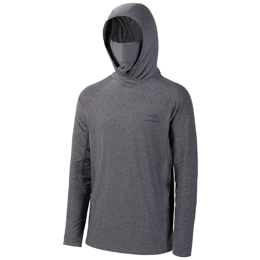 Camisa masculina com manga UPF 50+ com capuz, polaina e máscara