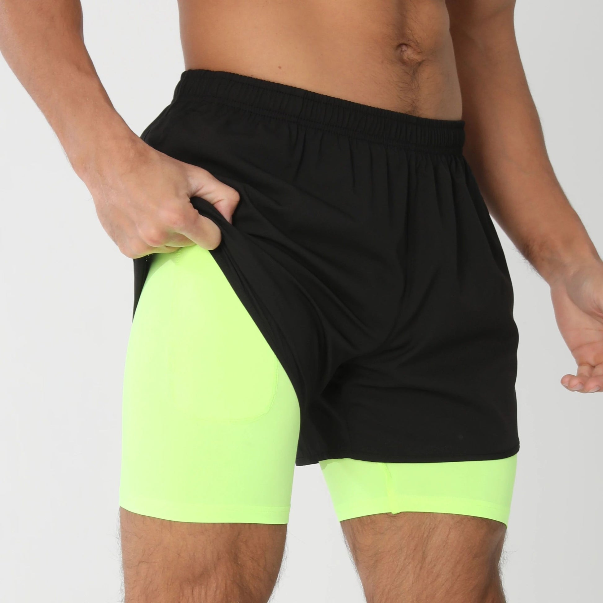 Short esporte masculino com bolsos forrado