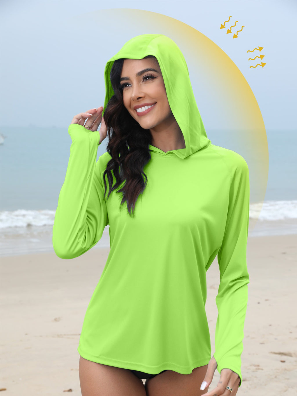 Mulheres sun-protection hoodie manga comprida T-shirt