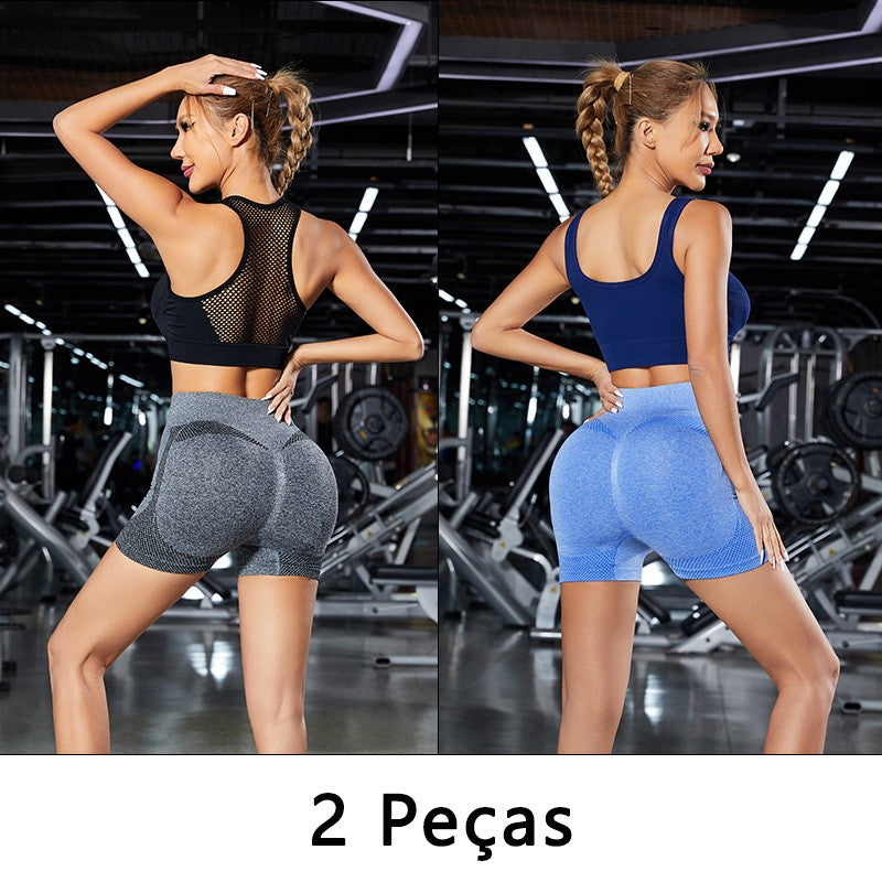 Kit 2 shorts femininos gymwear