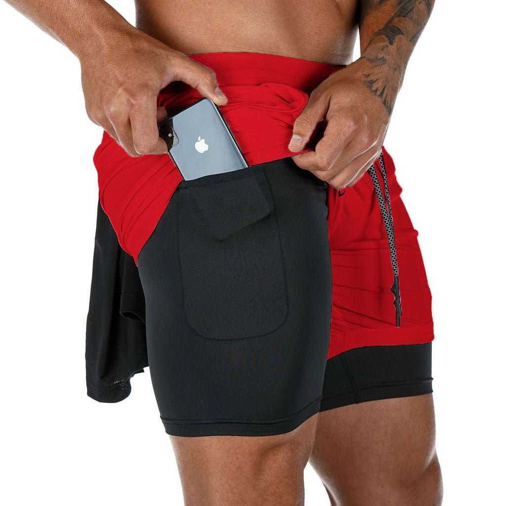 Short Masculino Compressão Esportivo 2 em 1 com Bolsos