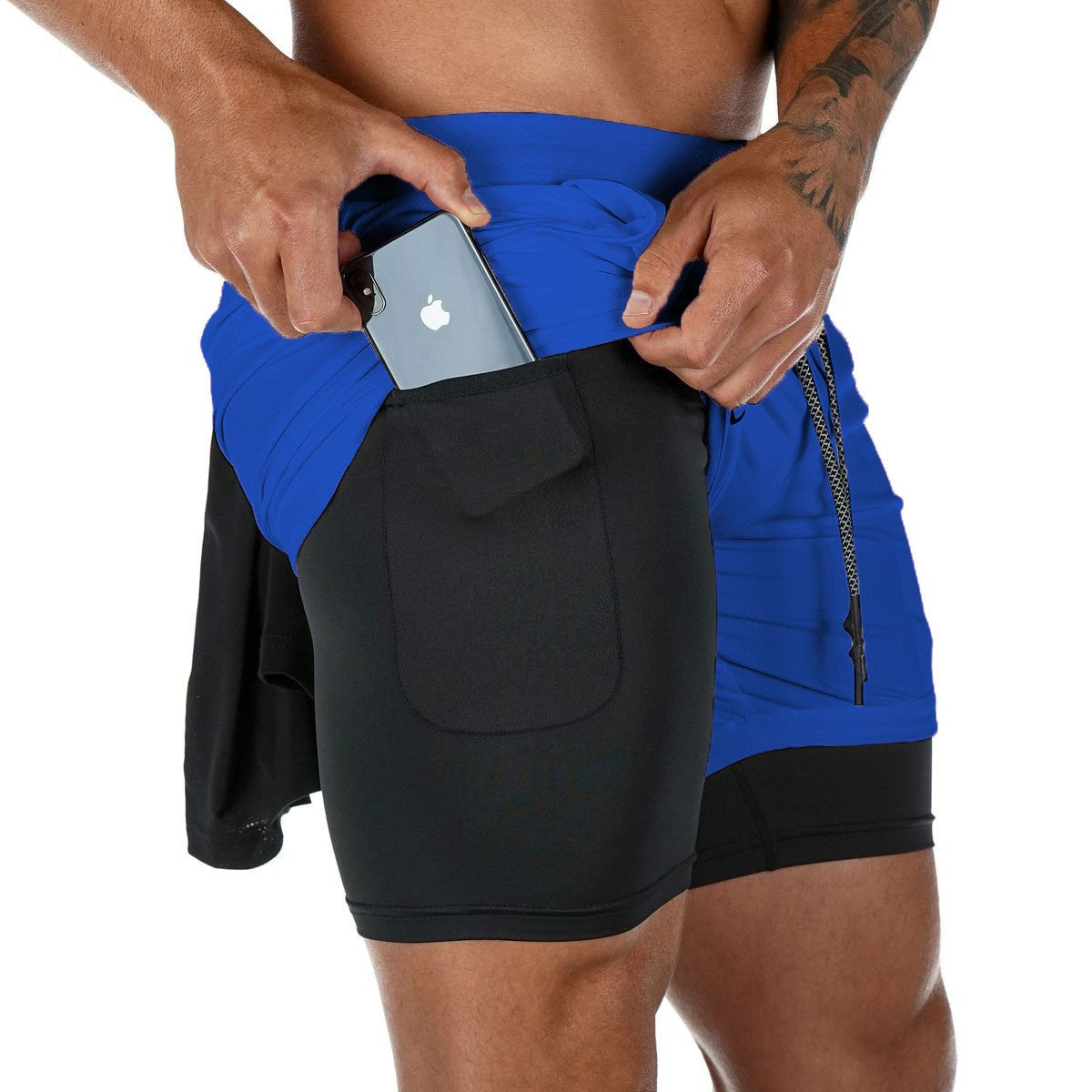 Short Masculino Compressão Esportivo 2 em 1 com Bolsos