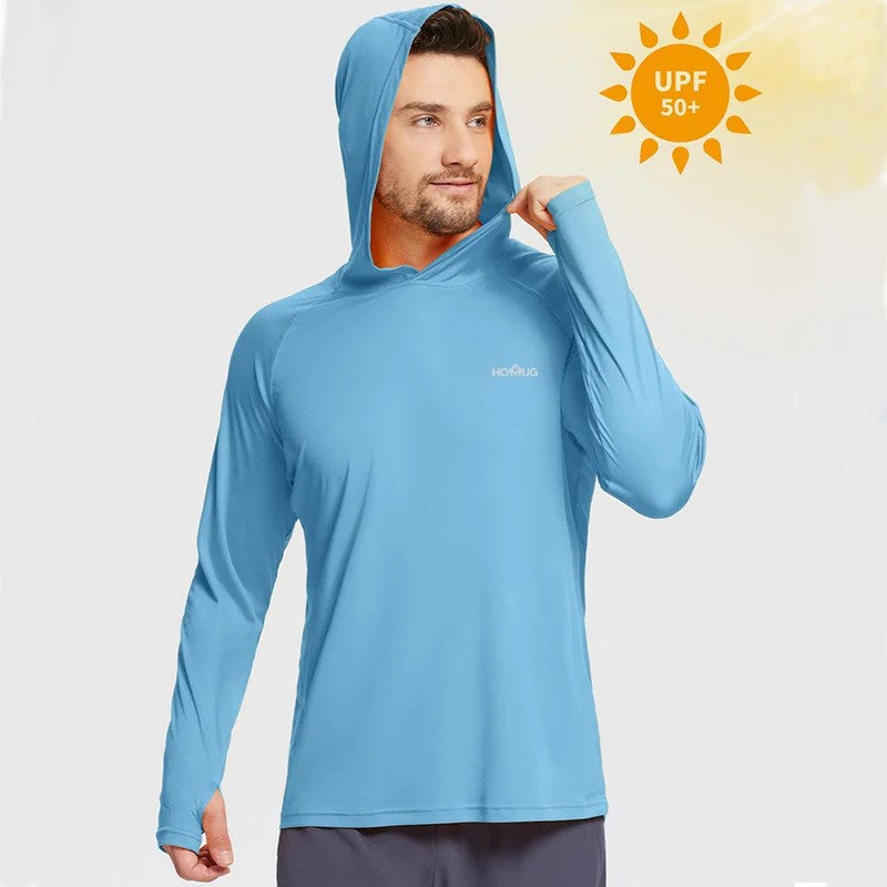 Camiseta Masculina UPF 50+ com Capuz