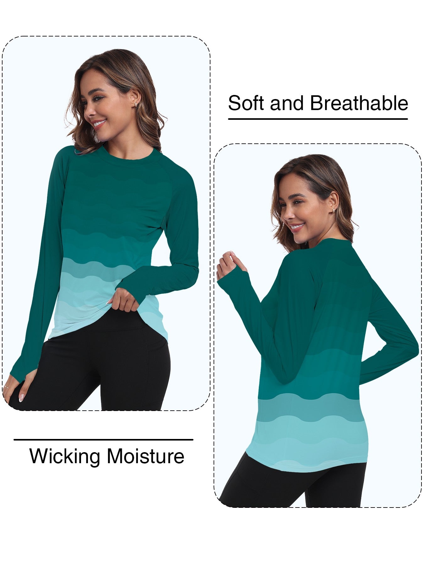 Camisa feminina proteção Solar UPF 50+ manga Longa